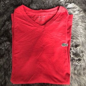 Red Lacoste V-neck (size 4/m)